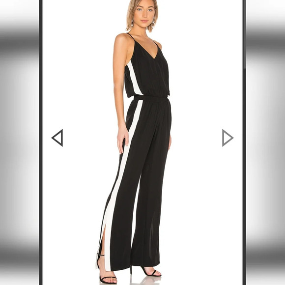 Amanda Uprichard Track Jumpsuit with Contrast Piping and Side Slits Small - Picture 7 of 16